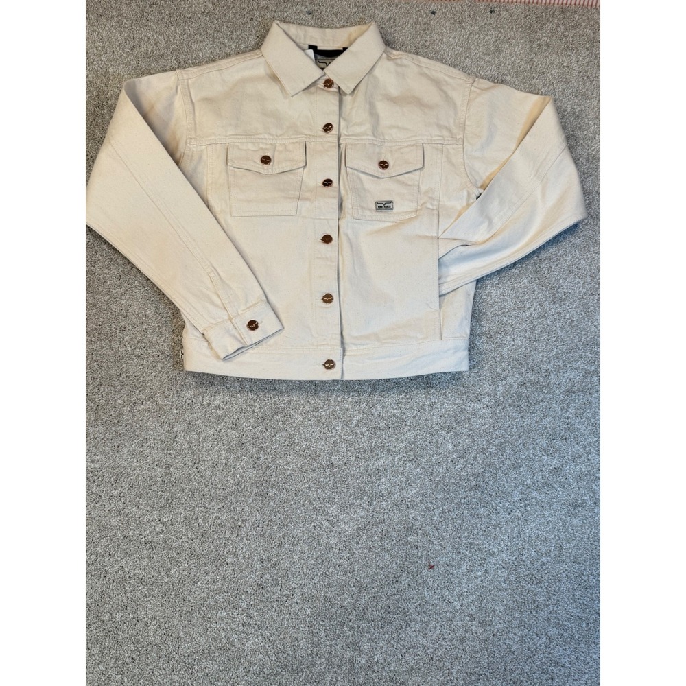 Kimes Ranch Womens Medium Cream Off White Cone Denim Western Jacket Rose Gold